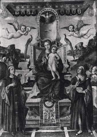 A. C. Cooper — Maineri Giovan Francesco - sec. XVI - Madonna con Bambino in trono, san Cosma e san Damiano — insieme